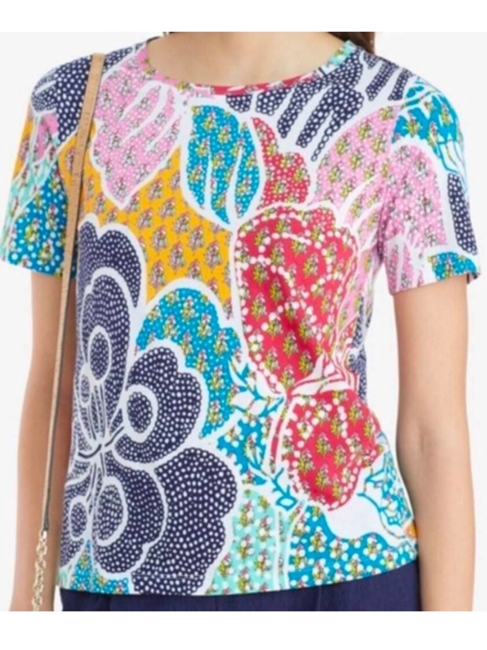 Diane von Furstenberg Flower Power Dream T-Shirt Sz S w MEASUREMENTS Cotton - Picture 11 of 13